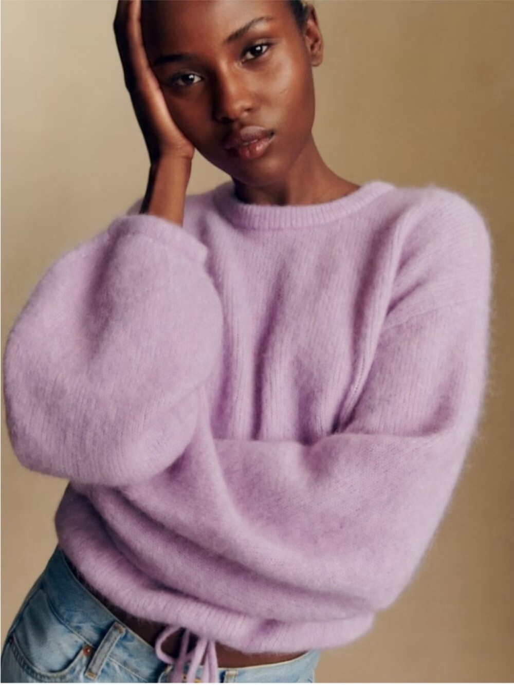 NWOT Sezane Jay Jumper in Lilac Balloon-Sleeve Crewneck size XS